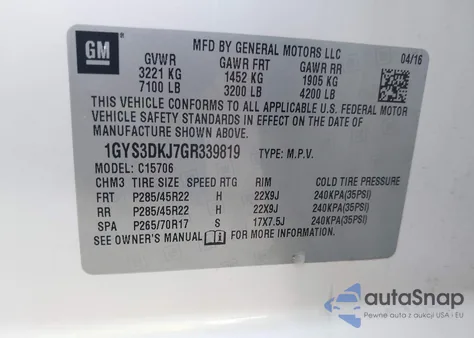 2016 Cadillac Escalade Platinum from USA, damaged, VIN 1GYS3DKJ7GR339818